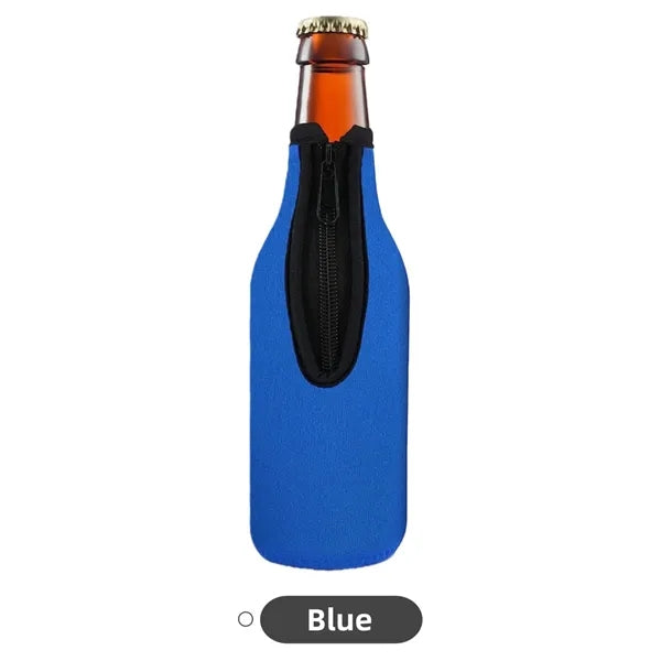 Neoprene Beer Bottle Cooler Sleeve with Zipper