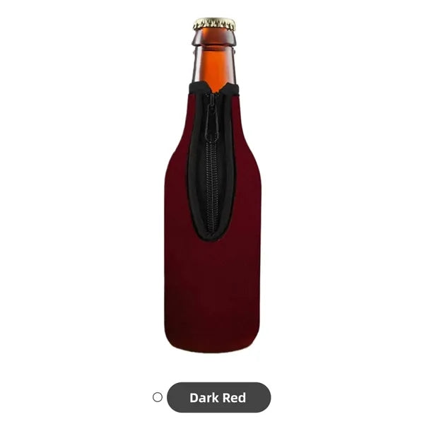 Neoprene Beer Bottle Cooler Sleeve with Zipper