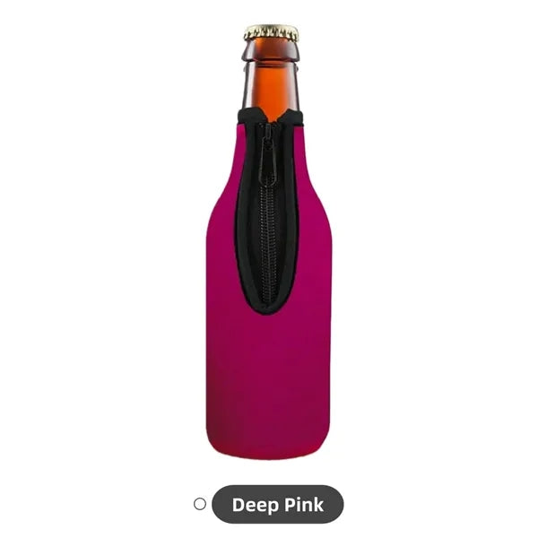 Neoprene Beer Bottle Cooler Sleeve with Zipper
