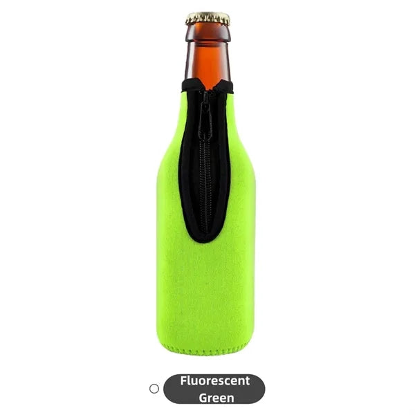 Neoprene Beer Bottle Cooler Sleeve with Zipper
