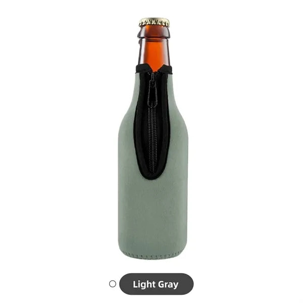 Neoprene Beer Bottle Cooler Sleeve with Zipper