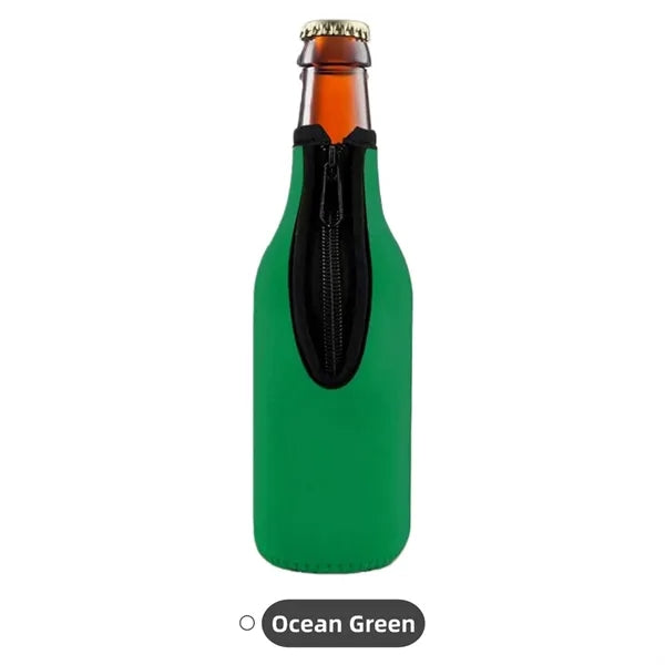 Neoprene Beer Bottle Cooler Sleeve with Zipper