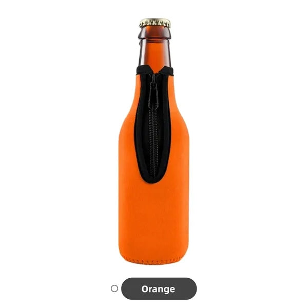 Neoprene Beer Bottle Cooler Sleeve with Zipper