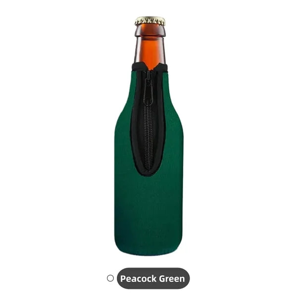 Neoprene Beer Bottle Cooler Sleeve with Zipper