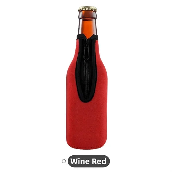 Neoprene Beer Bottle Cooler Sleeve with Zipper