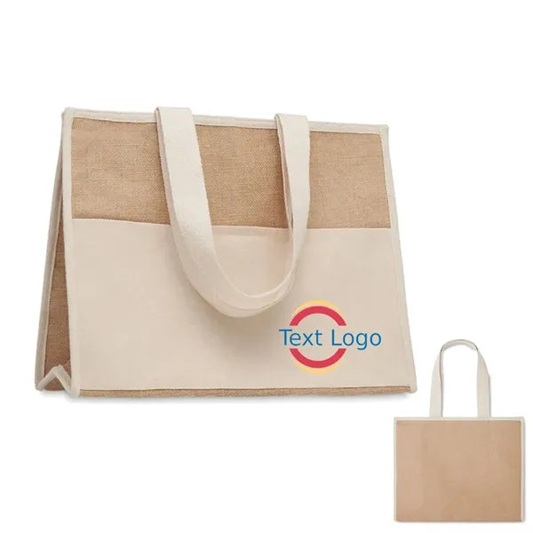 Jute Shopping and Cooler Bag with Canvas Pocket