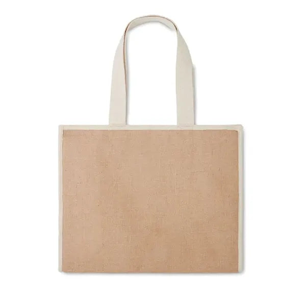 Jute Shopping and Cooler Bag with Canvas Pocket