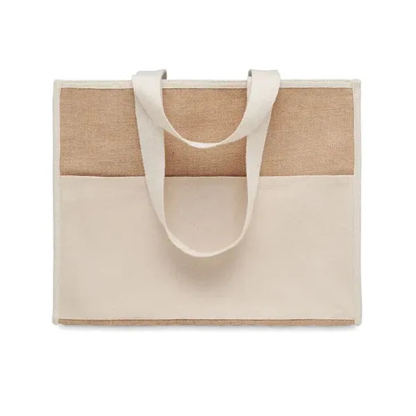 Jute Shopping and Cooler Bag with Canvas Pocket