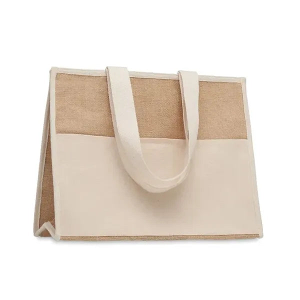 Jute Shopping and Cooler Bag with Canvas Pocket
