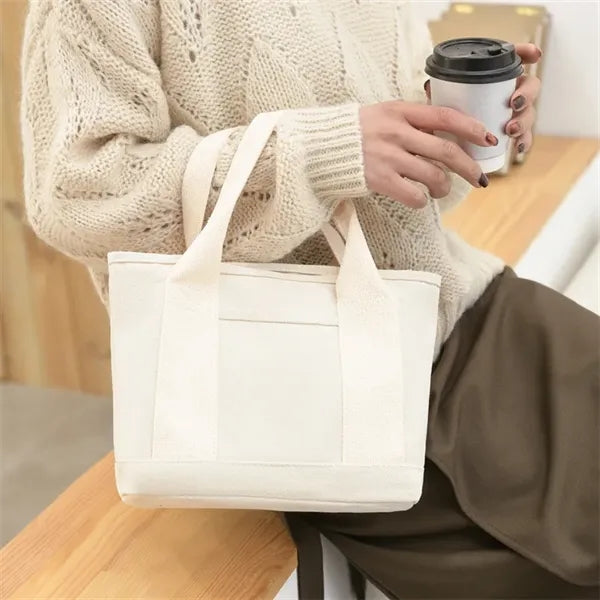 16 oz Multi Pocket Canvas Tote Bag with Reinforced Handle