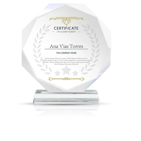 Round Crystal Achievement Award with Pedestal Base