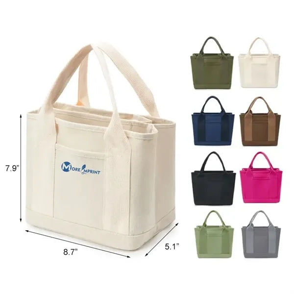 16 oz Multi Pocket Canvas Tote Bag with Reinforced Handle