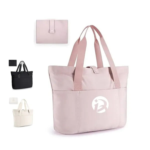Foldable Tote Bag with Front Pocket and Carry Handles