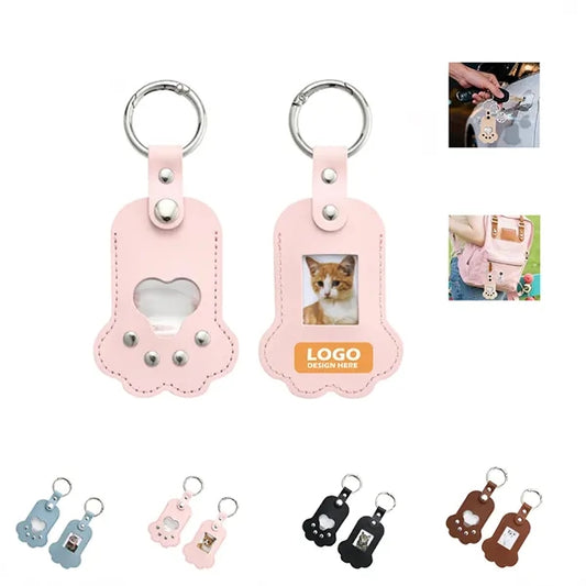 Portable Leather Keychain With Photo Insert