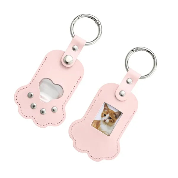 Portable Leather Keychain With Photo Insert