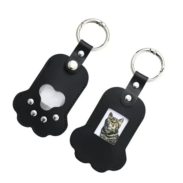 Portable Leather Keychain With Photo Insert