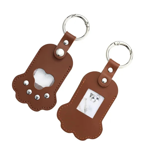 Portable Leather Keychain With Photo Insert