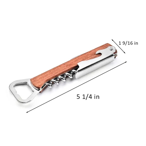 Wood Handle Multi Tool Corkscrew Bottle Opener with Logo