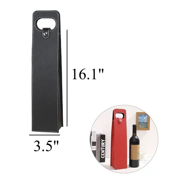 Leather Single Bottle Wine Tote Bag
