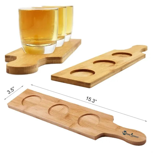 Bamboo Beer Flight Board 3 Slots Tasting Party Serving Tray