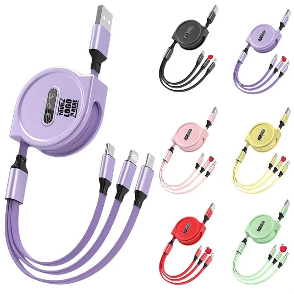 3 In 1 Retractable Multiple Charging Cable With USB Port