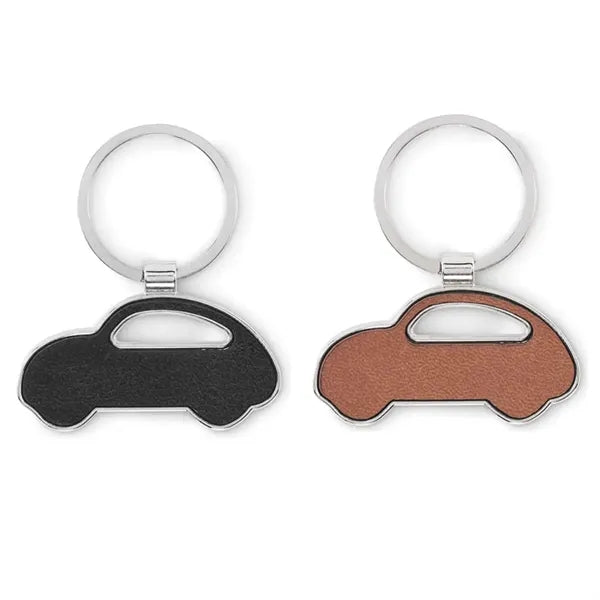 Recycled Metal PU Leath Car Keychain