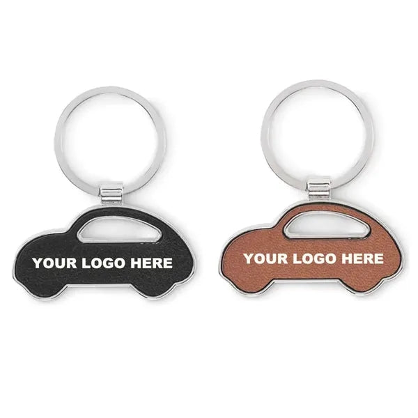 Recycled Metal PU Leath Car Keychain