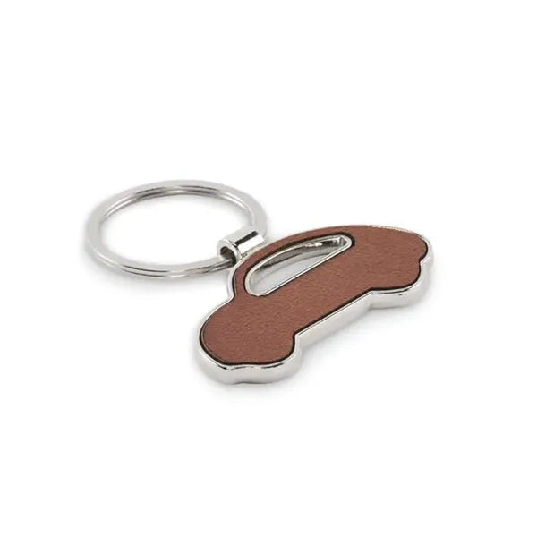 Recycled Metal PU Leath Car Keychain