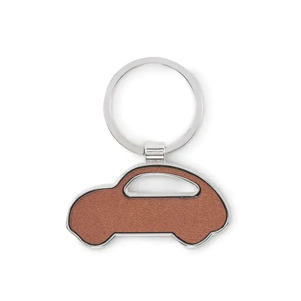 Recycled Metal PU Leath Car Keychain