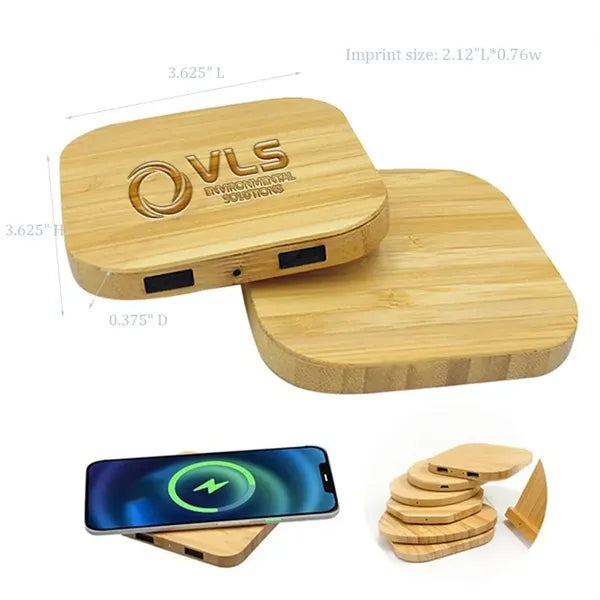 Bamboo 5W Wireless Charger With Dual Usb Ports