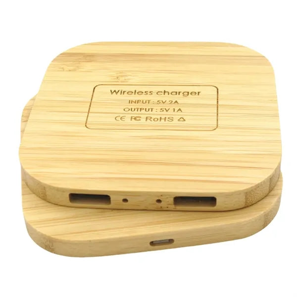Bamboo 5W Wireless Charger With Dual Usb Ports
