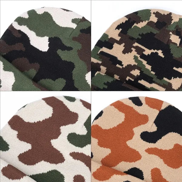 Unisex Camouflage Cuffed Knit Beanie