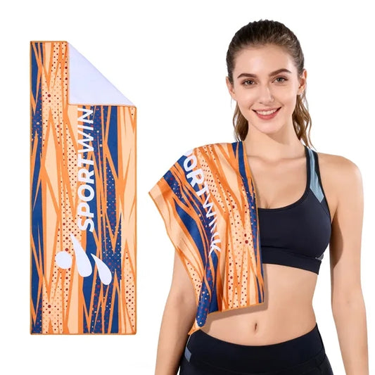 12" X 36" Sublimated Poly-Cotton Sports Towel - 400GSM