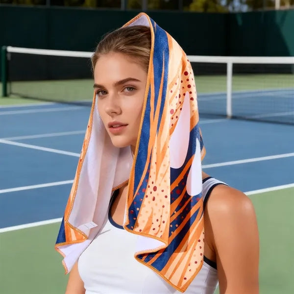12" X 36" Sublimated Poly-Cotton Sports Towel - 400GSM
