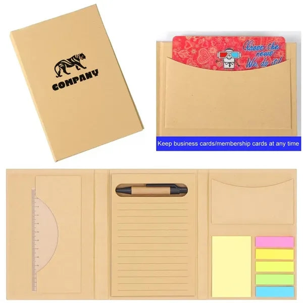 Tri-Fold Notepad with Sticky Ruler Pen