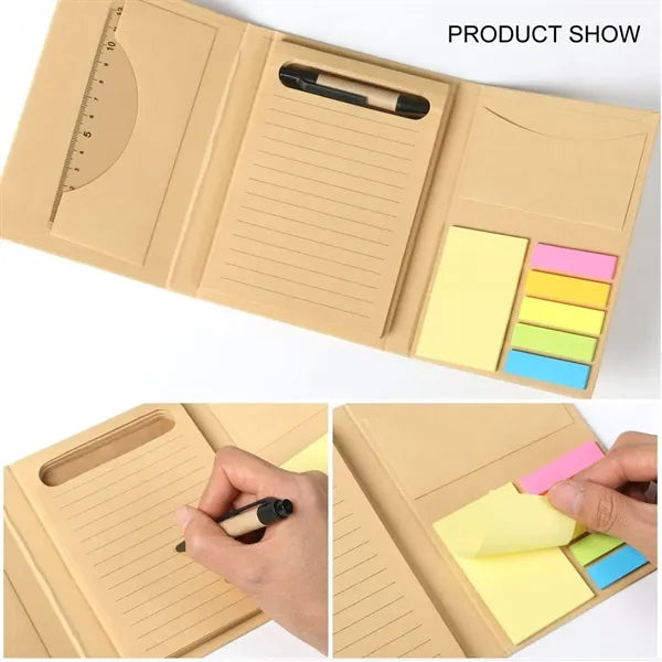 Tri-Fold Notepad with Sticky Ruler Pen