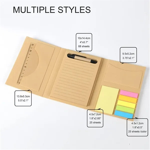 Tri-Fold Notepad with Sticky Ruler Pen