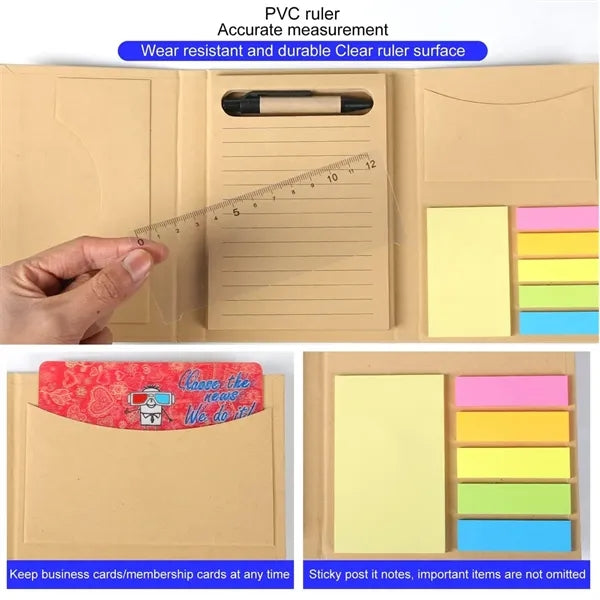 Tri-Fold Notepad with Sticky Ruler Pen