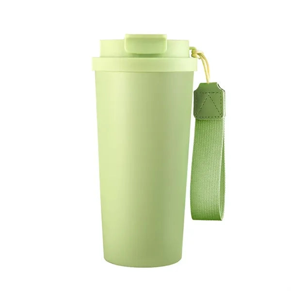 Insulated Coffee Travel Cup With Straw And Strap