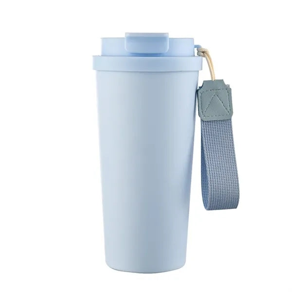 Insulated Coffee Travel Cup With Straw And Strap