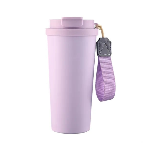 Insulated Coffee Travel Cup With Straw And Strap
