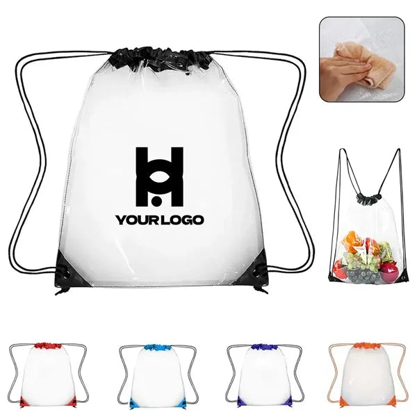 Clear drawstring bag backpack waterproof for stadium beach