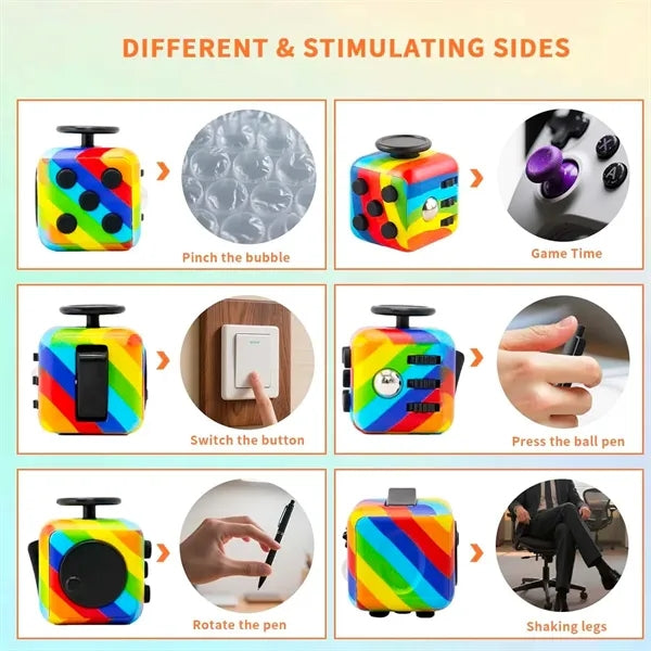 Fidget Toy Cube 6 Sided Stress Relief & Focus Toy