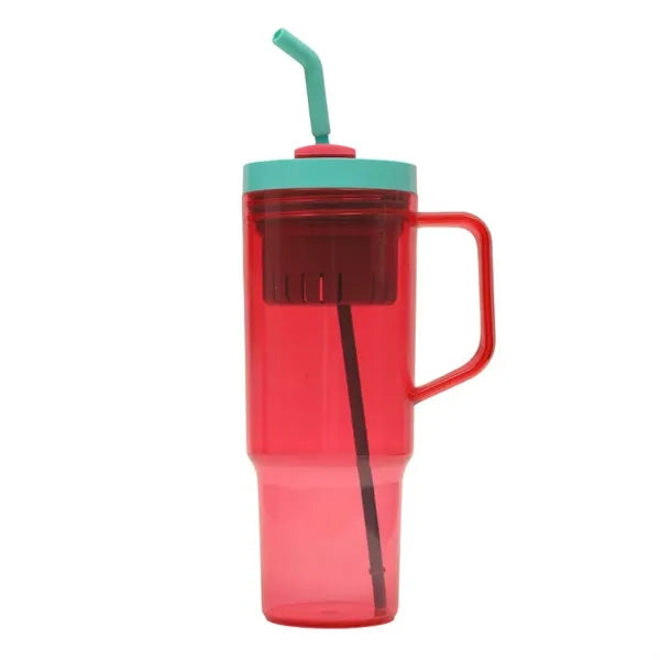 40oz Travel Mug with Handle & Straw