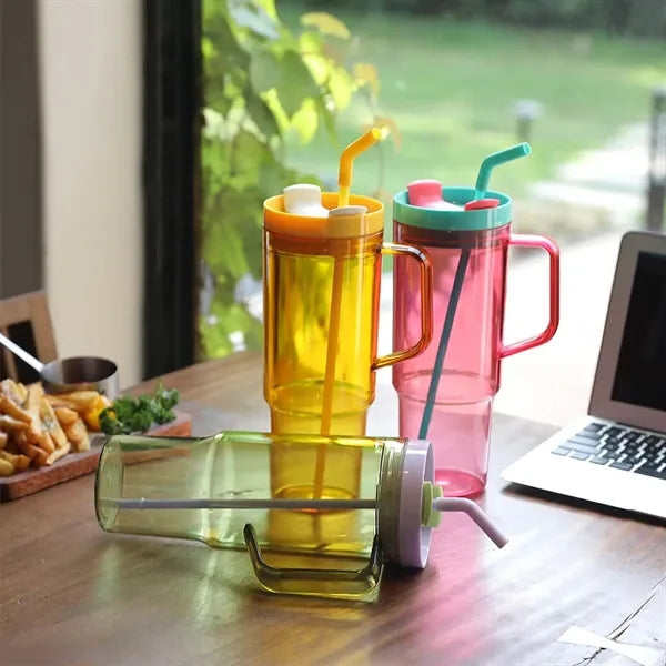 40oz Travel Mug with Handle & Straw