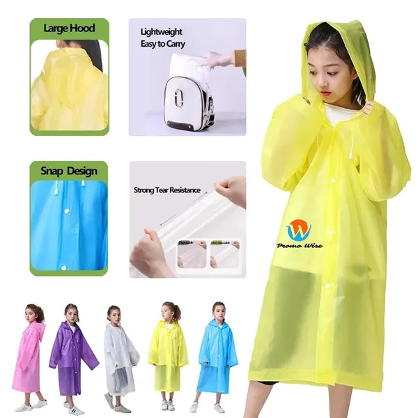 Lightweight Thickened Kids EVA Raincoat with Adjustable Hood