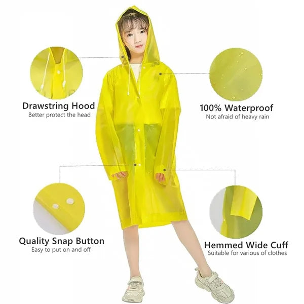 Lightweight Thickened Kids EVA Raincoat with Adjustable Hood