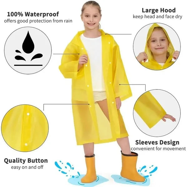 Lightweight Thickened Kids EVA Raincoat with Adjustable Hood