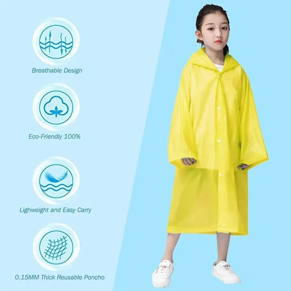 Lightweight Thickened Kids EVA Raincoat with Adjustable Hood