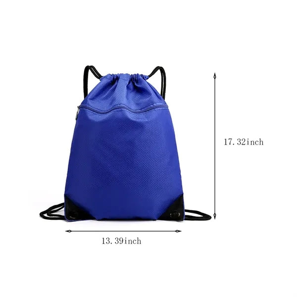 Drawstring backpack bag with zip pocket waterproof for sport